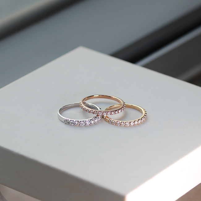 Pavé half eternity diamond ring